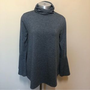 Anthropologie postmark Liz turtleneck top bell sleeve metallic stripe shirt